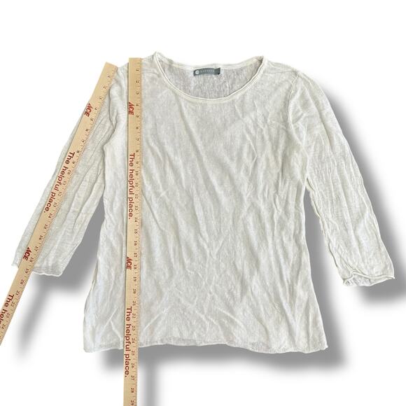 In Cashmere 100% Linen Sheer Knit Top White Lightweight Long Sleeve Size L - Picture 4 of 9